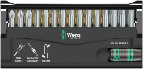 WERA ZESTAW BITÓW BIT-CHECK 30 WOOD 1, 30 CZĘŚĆ WERA ZESTAW BITÓW BIT-CHECK 30 WOOD 1, 30 CZĘŚĆ