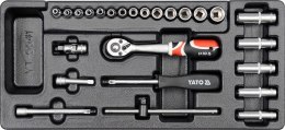 YATO WKŁAD DO SZUFLADY ZESTAW NASADEK 1/4'' 25 CZĘŚCI