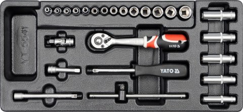 YATO WKŁAD DO SZUFLADY ZESTAW NASADEK 1/4'' 25 CZĘŚCI