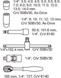 YATO WKŁAD DO SZUFLADY ZESTAW NASADEK 1/4'' 25 CZĘŚCI
