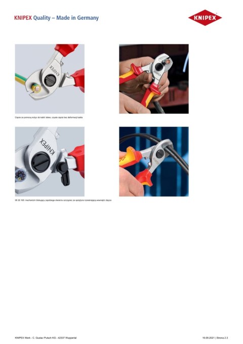 KNIPEX NOŻYCE DO KABLI ZE SPRĘŻYNĄ ROZWIERAJĄCĄ IZOLOWANE 165MM KNIPEX NOŻYCE DO KABLI ZE SPRĘŻYNĄ ROZWIERAJĄCĄ IZOLOWANE 165MM