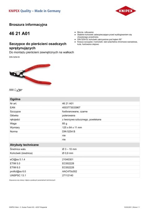 KNIPEX SZCZYPCE DO PIERŚCIENI SEGERA ZEW.WYG.125MM, 3-10 MM KNIPEX SZCZYPCE DO PIERŚCIENI SEGERA ZEW.WYG.125MM, 3-10 MM