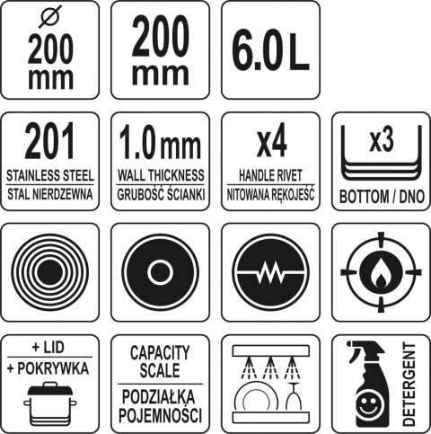 YATO GASTRO GARNEK WYSOKI Z POKRYWKĄ ZE STALI NIERDZEWNEJ 20X20 6L YATO GASTRO GARNEK WYSOKI Z POKRYWKĄ ZE STALI NIERDZEWNEJ 20X20 6L