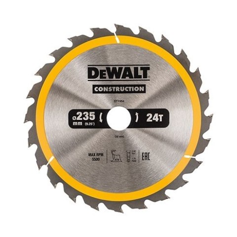 DEWALT PIŁA TARCZOWA DO DREWNA 235/30MM, 24 ZĘBY DEWALT PIŁA TARCZOWA DO DREWNA 235/30MM, 24 ZĘBY