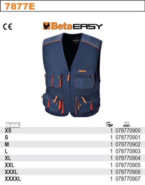 BETA KAMIZELKA ROBOCZA EASY Z KIESZENIAMI GRANATOWA 7877E XXL BETA KAMIZELKA ROBOCZA EASY Z KIESZENIAMI GRANATOWA 7877E XXL