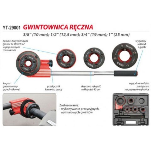 YATO GWINTOWNICA RĘCZNA 4 CZĘŚCIOWA 3/8-1' YATO GWINTOWNICA RĘCZNA 4 CZĘŚCIOWA 3/8-1'