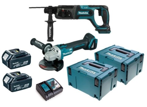MAKITA ZESTAW COMBO LI-LON 18V DGA504+DHR241 2*5.0AH MAKPAC MAKITA ZESTAW COMBO LI-LON 18V DGA504+DHR241 2*5.0AH MAKPAC