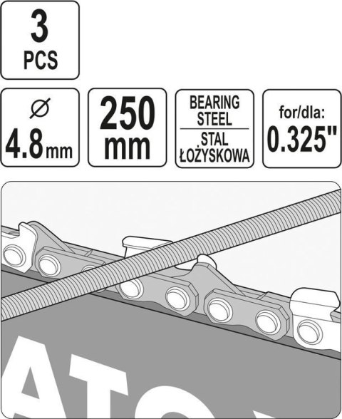 YATO PILNIK OKRĄGŁY DO ŁAŃCUCHÓW 4.8MM 3 SZT. YATO PILNIK OKRĄGŁY DO ŁAŃCUCHÓW 4.8MM 3 SZT.