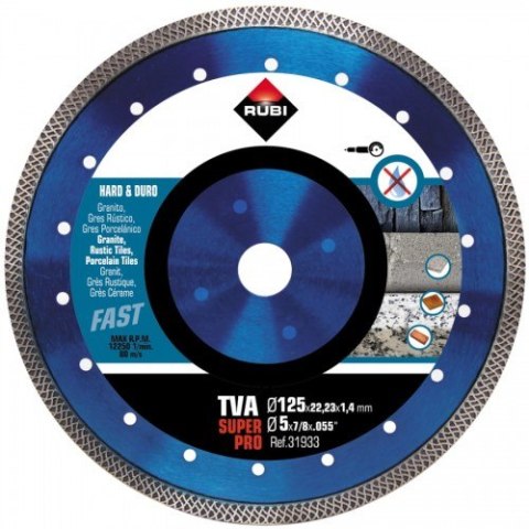RUBI TARCZA DIAMENTOWA DO MAT. TWARDYCH, TURBO VIPER (TVA) 125MM RUBI TARCZA DIAMENTOWA DO MAT. TWARDYCH, TURBO VIPER (TVA) 125MM