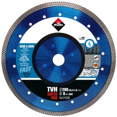 RUBI TARCZA DIAMENTOWA DO MATERIAŁÓW TWARDYCH TVH 200MM SUPERPRO RUBI TARCZA DIAMENTOWA DO MATERIAŁÓW TWARDYCH TVH 200MM SUPERPRO