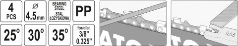 YATO ZESTAW DO OSTRZENIA ŁAŃCUCHA 4.5MM 4SZT YATO ZESTAW DO OSTRZENIA ŁAŃCUCHA 4.5MM 4SZT