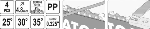 YATO ZESTAW DO OSTRZENIA ŁAŃCUCHA 4.8MM 4SZT YATO ZESTAW DO OSTRZENIA ŁAŃCUCHA 4.8MM 4SZT