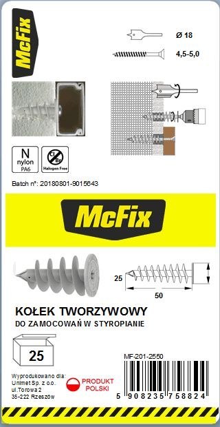 MC FIX DYBEL DO MOCOWANIA W IZOLACJI 25*50MM NYLON MC FIX DYBEL DO MOCOWANIA W IZOLACJI 25*50MM NYLON