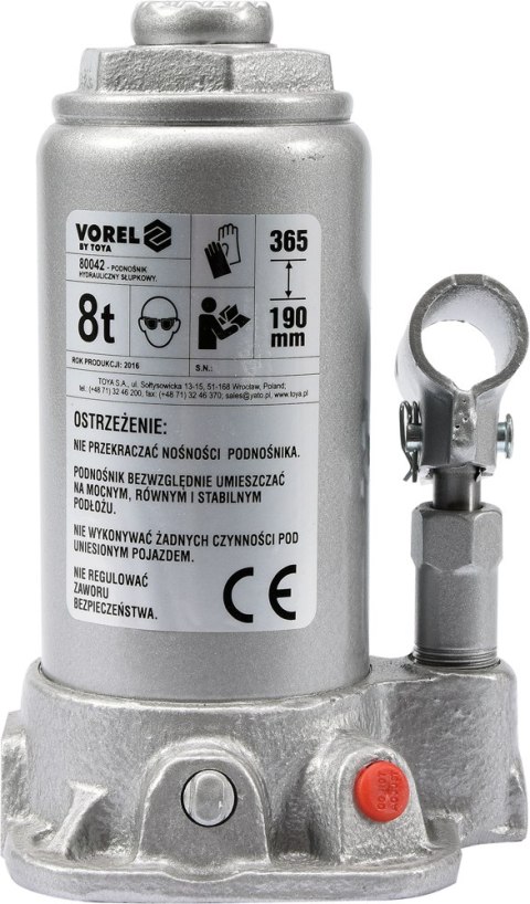 VOREL PODNOŚNIK HYDRAULICZNY SŁUPKOWY 8T VOREL PODNOŚNIK HYDRAULICZNY SŁUPKOWY 8T