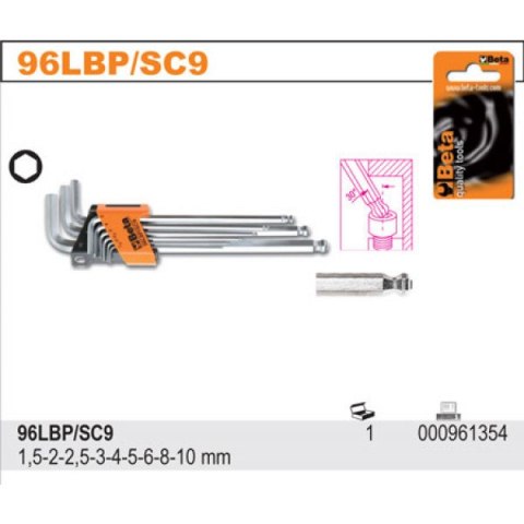 BETA KOMPLET KLUCZY TRZPIENIOWYCH HEX 9 SZTUK 1.5-10MM BETA KOMPLET KLUCZY TRZPIENIOWYCH HEX 9 SZTUK 1.5-10MM