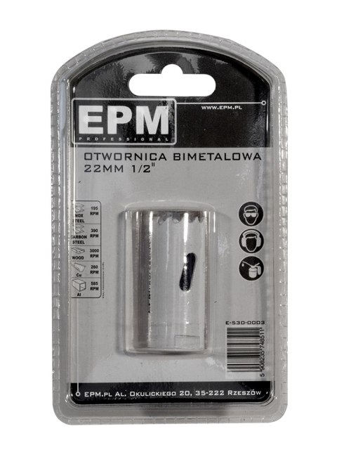 EPM OTWORNICA BI-METALOWA 22MM UCHWYT 1/2'' EPM OTWORNICA BI-METALOWA 22MM UCHWYT 1/2''
