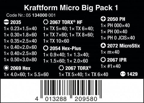 WERA ZESTAW WKRĘTAKÓW KRAFTFORM MICRO 25SZT. WERA ZESTAW WKRĘTAKÓW KRAFTFORM MICRO 25SZT.