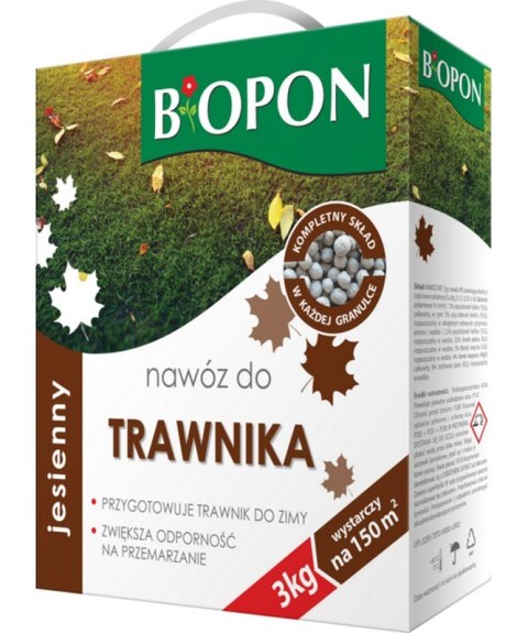 BIOPON NAWÓZ JESIENNY - DO TRAWNIKA GRANULAT KARTON Z UCHWYTEM 3 KG BIOPON NAWÓZ JESIENNY - DO TRAWNIKA GRANULAT KARTON Z UCHWYTEM 3 KG