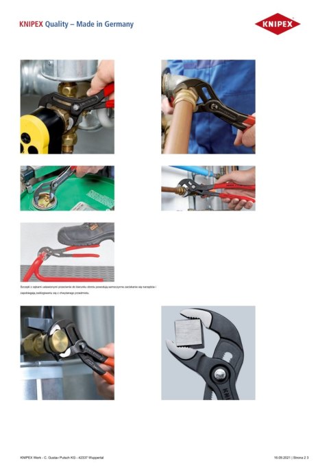KNIPEX SZCZYPCE DO RUR COBRA 250MM KNIPEX SZCZYPCE DO RUR COBRA 250MM