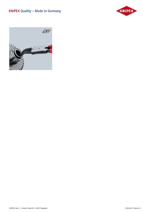 KNIPEX SZCZYPCE DO PIERŚCIENI SEGERA WYGIĘTE 45° WEWNĘTRZNE 180MM KNIPEX SZCZYPCE DO PIERŚCIENI SEGERA WYGIĘTE 45° WEWNĘTRZNE 180MM