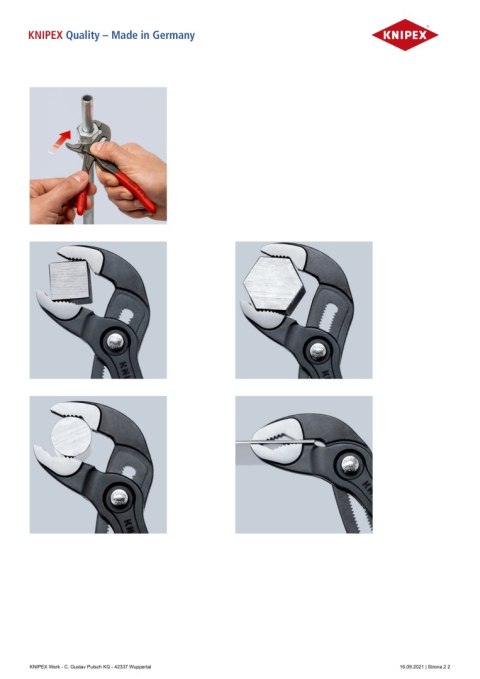 KNIPEX SZCZYPCE DO RUR COBRA 150MM KNIPEX SZCZYPCE DO RUR COBRA 150MM