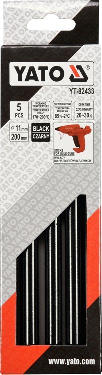 YATO WKŁADY KLEJOWE 11,2X200MM 5SZT CZARNE YATO WKŁADY KLEJOWE 11,2X200MM 5SZT CZARNE