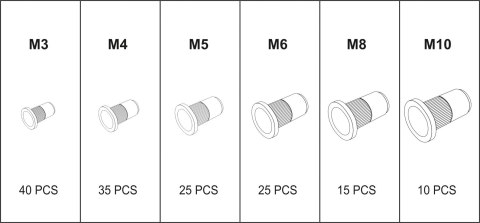 YATO ZESTAW NITONAKRĘTEK STALOWYCH M3- M10, 150SZT YATO ZESTAW NITONAKRĘTEK STALOWYCH M3- M10, 150SZT