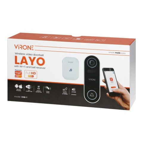 VIRONE BEZPRZEWODOWY DZWONEK Z KAMERĄ WI-FI: TUYA VIRONE VDB-1 VIRONE BEZPRZEWODOWY DZWONEK Z KAMERĄ WI-FI: TUYA VIRONE VDB-1