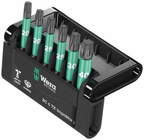 WERA ZESTAW BITÓW BIT-CHECK 6 TX IMPAKTOR 1, 6 CZĘŚĆ WERA ZESTAW BITÓW BIT-CHECK 6 TX IMPAKTOR 1, 6 CZĘŚĆ