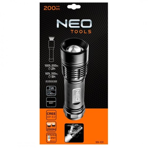 NEO ALUMINIOWA LATARKA 200 LUM ZOOM IPX7 3XAAA NEO ALUMINIOWA LATARKA 200 LUM ZOOM IPX7 3XAAA