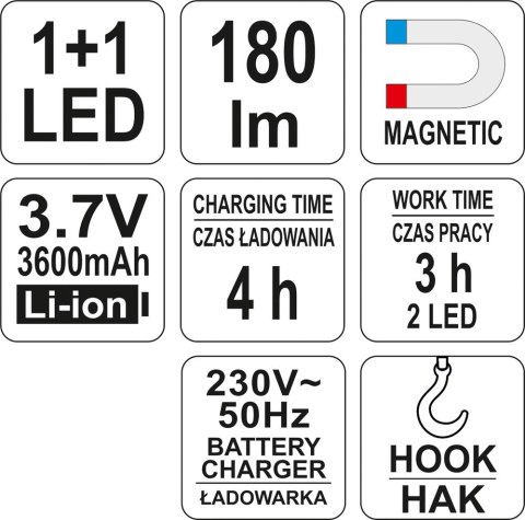 YATO LAMPA WARSZTATOWA 2IN1 LED YATO LAMPA WARSZTATOWA 2IN1 LED