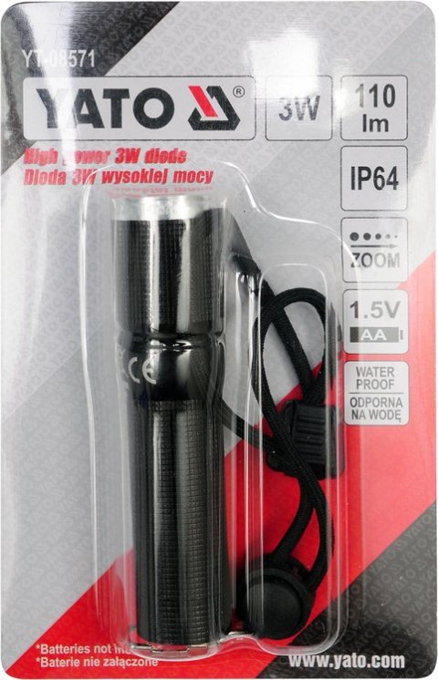 YATO METALOWA LATARKA Z DIODĄ CREE 100*25MM YATO METALOWA LATARKA Z DIODĄ CREE 100*25MM