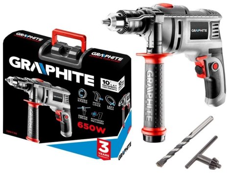 GRAPHITE WIERTARKA UDAROWA 650W UCHWYT KLUCZYKOWY 13 MM OBROTY 0-3000 GRAPHITE WIERTARKA UDAROWA 650W UCHWYT KLUCZYKOWY 13 MM OBROTY 0-3000