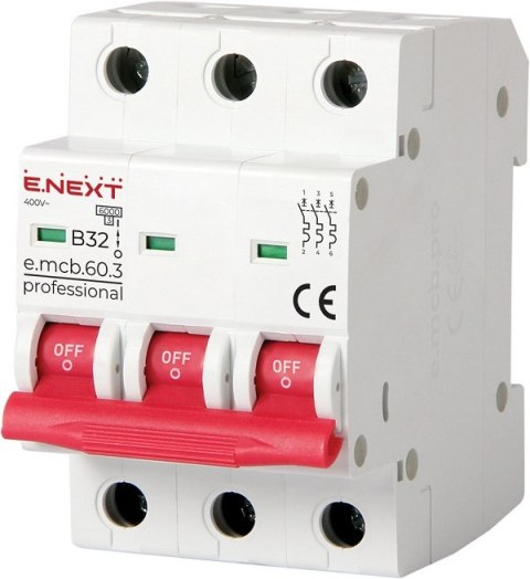 ENEXT WYŁĄCZNIK NADPRĄDOWY MCB.PRO60 3P B32A 6KA ENEXT WYŁĄCZNIK NADPRĄDOWY MCB.PRO60 3P B32A 6KA