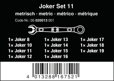 WERA ZESTAW KLUCZY PŁASKO-OCZKOWYCH Z GRZECHOTKĄ JOKER WERA ZESTAW KLUCZY PŁASKO-OCZKOWYCH Z GRZECHOTKĄ JOKER