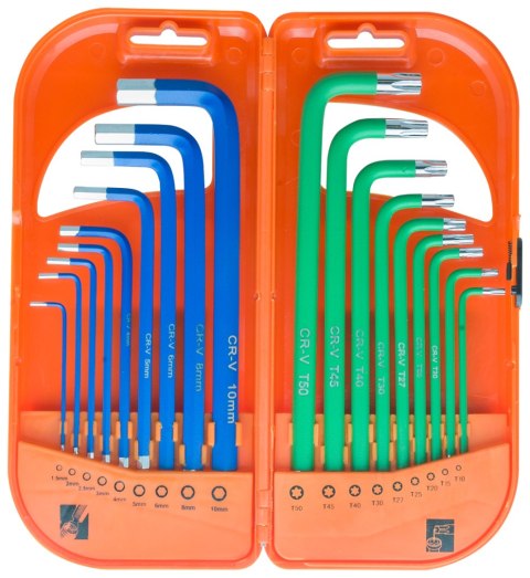 EPM KOMPLET KLUCZY TRZPIENIOWYCH HEX I TORX DŁUGIE 18 SZTUK EPM KOMPLET KLUCZY TRZPIENIOWYCH HEX I TORX DŁUGIE 18 SZTUK
