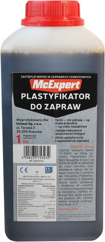 MC EXPERT PLASTYFIKATOR DO ZAPRAW ZASTĘPUJĄCY WAPNO 1L MC EXPERT PLASTYFIKATOR DO ZAPRAW ZASTĘPUJĄCY WAPNO 1L