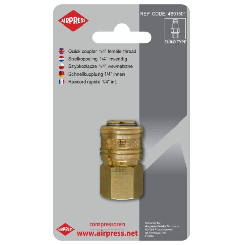 AIRPRESS SZYBKOZŁĄCZE Z GWINTEM WEWNĘTRZNYM 1/4'' AIRPRESS SZYBKOZŁĄCZE Z GWINTEM WEWNĘTRZNYM 1/4''
