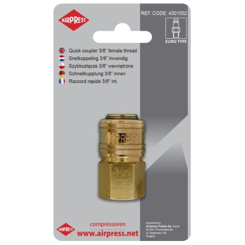 AIRPRESS SZYBKOZŁĄCZE Z GWINTEM WEWNĘTRZNYM 3/8'' AIRPRESS SZYBKOZŁĄCZE Z GWINTEM WEWNĘTRZNYM 3/8''