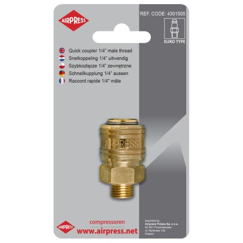 AIRPRESS SZYBKOZŁĄCZE Z GWINTEM ZEWNĘTRZNYM 1/4'' AIRPRESS SZYBKOZŁĄCZE Z GWINTEM ZEWNĘTRZNYM 1/4''
