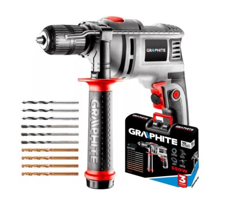 GRAPHITE WIERTARKA UDAROWA 550W UCHWYT SAMOZACISKOWY 13 MM 0-3000MIN GRAPHITE WIERTARKA UDAROWA 550W UCHWYT SAMOZACISKOWY 13 MM 0-3000MIN