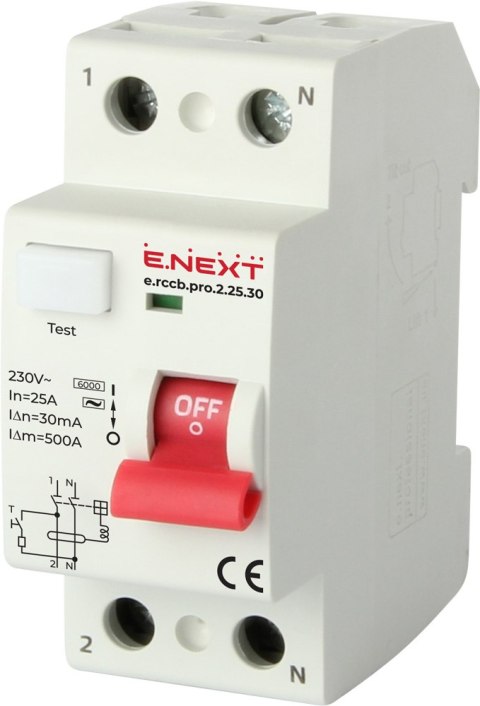 ENEXT WYŁĄCZNIK RÓŻNICOWOPRĄDOWY RCCB.PRO 2P 25A 30MA ENEXT WYŁĄCZNIK RÓŻNICOWOPRĄDOWY RCCB.PRO 2P 25A 30MA