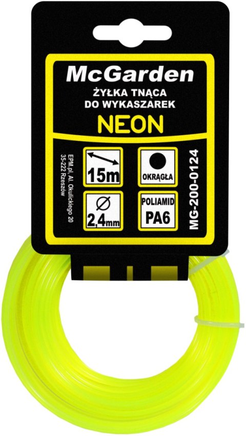 MC GARDEN ŻYŁKA DO WYKASZARKI OKRĄGŁA NEON 1,6MM 15M MC GARDEN ŻYŁKA DO WYKASZARKI OKRĄGŁA NEON 1,6MM 15M