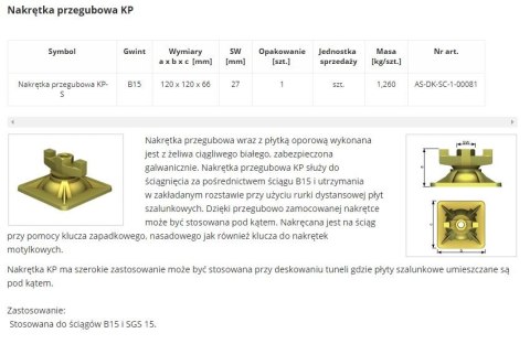 UN NAKRĘTKA PRZEGUBOWA KP-S B15 UN NAKRĘTKA PRZEGUBOWA KP-S B15