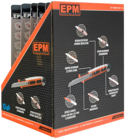 EPM NÓŻ, NOŻYK Z OSTRZEM ŁAMANYM ALUMINIOWY BEZPIECZNY 9MM EPM NÓŻ, NOŻYK Z OSTRZEM ŁAMANYM ALUMINIOWY BEZPIECZNY 9MM