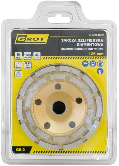GROT TARCZA SZLIFIERSKA DIAMENTOWA GS-2 125MM GROT TARCZA SZLIFIERSKA DIAMENTOWA GS-2 125MM