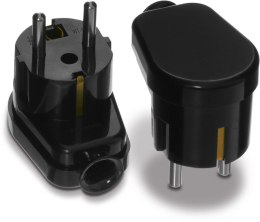VOLTEO WTYCZKA KĄTOWA ROZBIERALNA UNI-SCHUKO, 2P+Z 16A, 250V CZARNA