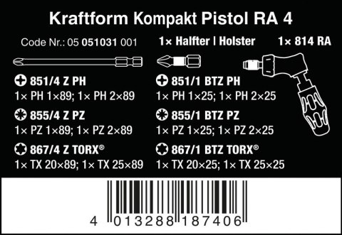 WERA ZESTAW NARZĘDZI WKRĘTAKOWYCH KRAFTFORM KOMPAKT, 13SZT. WERA ZESTAW NARZĘDZI WKRĘTAKOWYCH KRAFTFORM KOMPAKT, 13SZT.