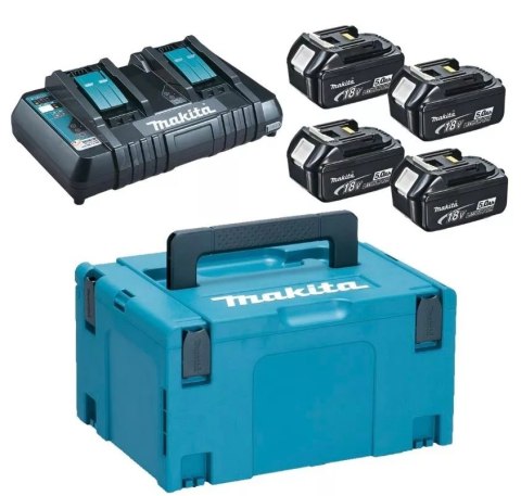 MAKITA ZESTAW ZASILAJĄCY 18V MAKPAC (4*BL1850+DC18RD) MAKITA ZESTAW ZASILAJĄCY 18V MAKPAC (4*BL1850+DC18RD)