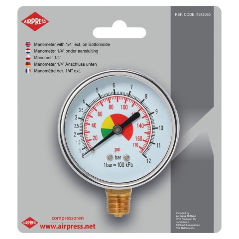AIRPRESS MANOMETR 1/4'' DOLNY GWINT AIRPRESS MANOMETR 1/4'' DOLNY GWINT